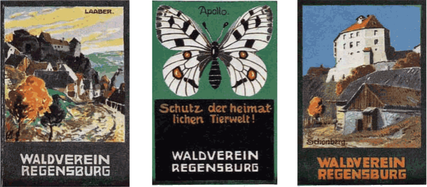 Satz Historischer Briefmarken des Waldvereins