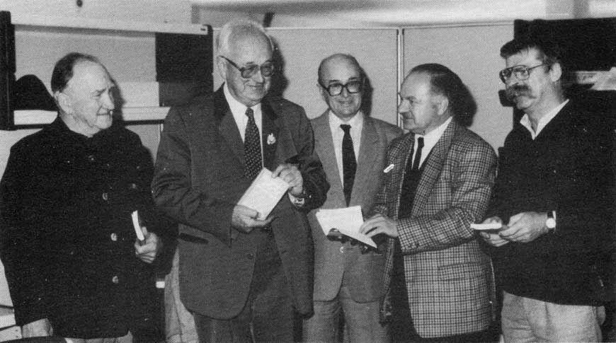 Pressegespräch von links Karl Hackl, Max Kutzer, Friedrich Megele, Karl-Horst Wendisch (MZ), Gerhard Sandner